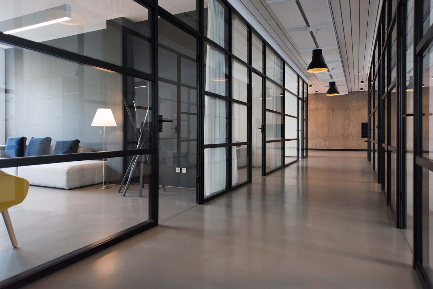 Bright daytime advisory office interior